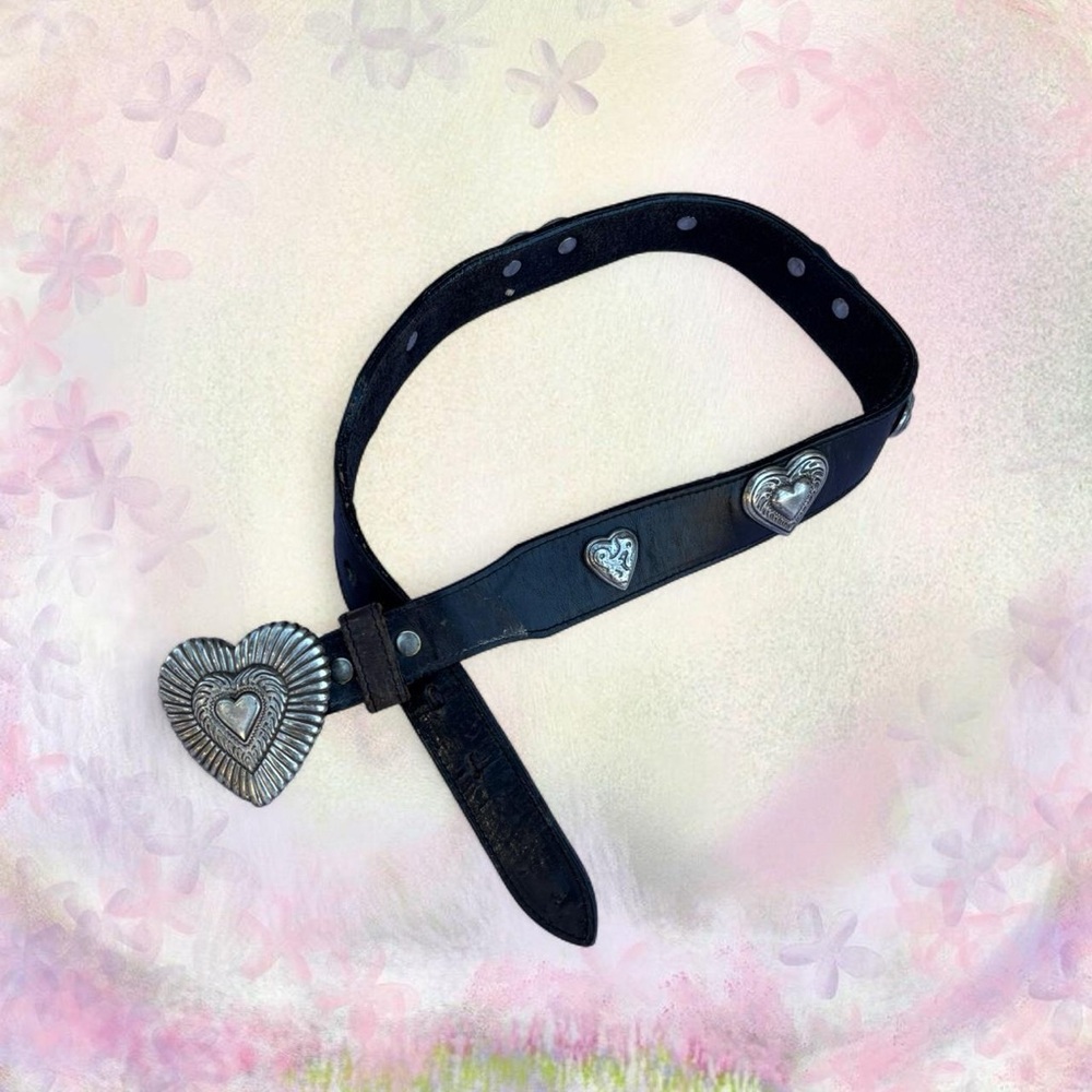 leather heart studded belt